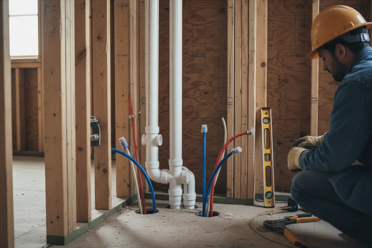 Drain and supply rough-in during Drain Cleaning in Johnsonville